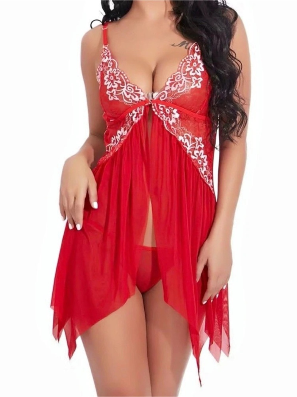Red Floral lingerie dress
